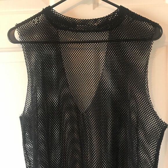 3/$15 Gaze usa black sleeveless sheer net top - Picture 6 of 6
